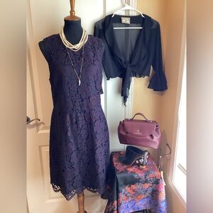 Élégant Banana Republic  eggplant lace shift dress